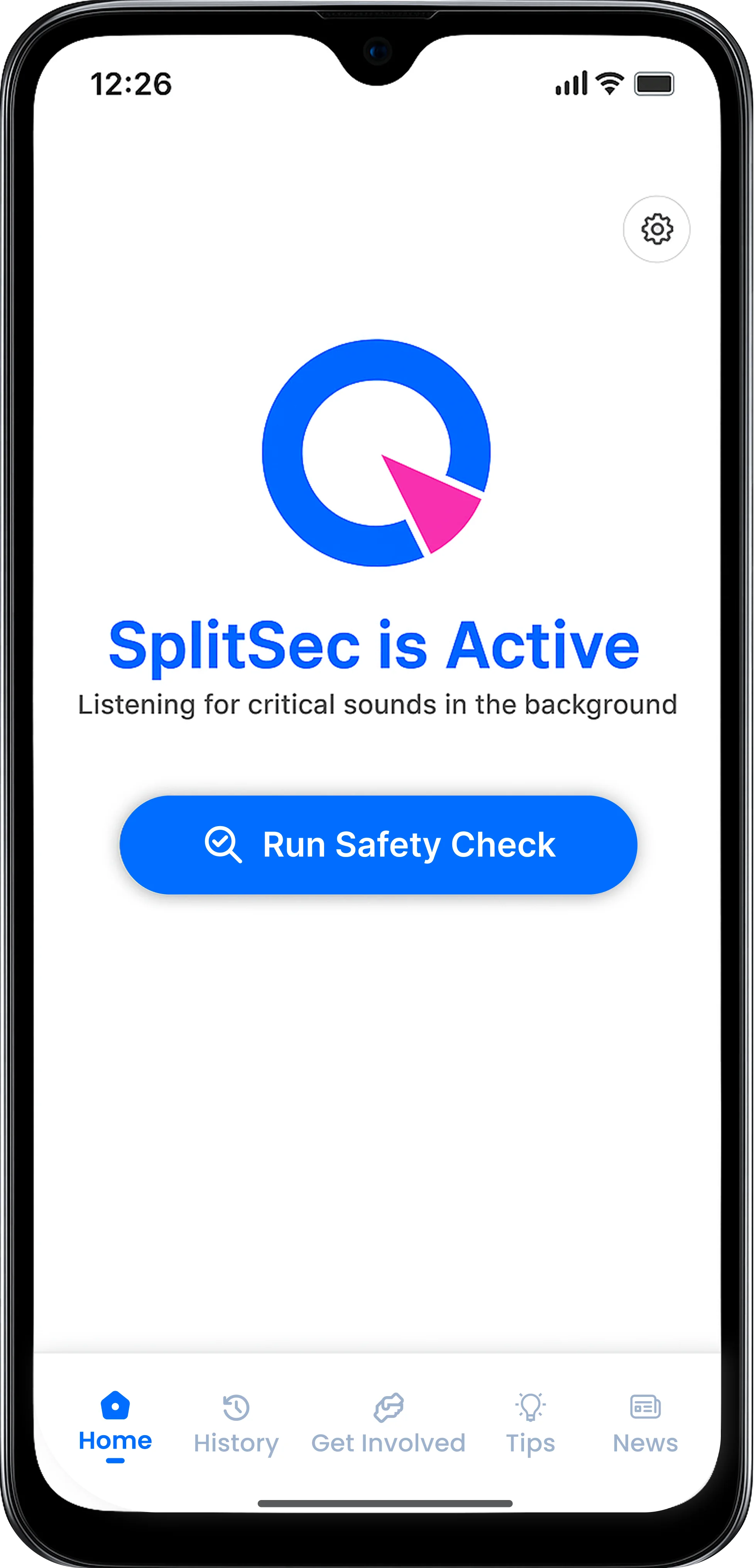SplitSec AI home screen interface